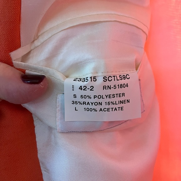 Mens Orange Spring Jacket Rayon/Linen - Picture 6 of 7